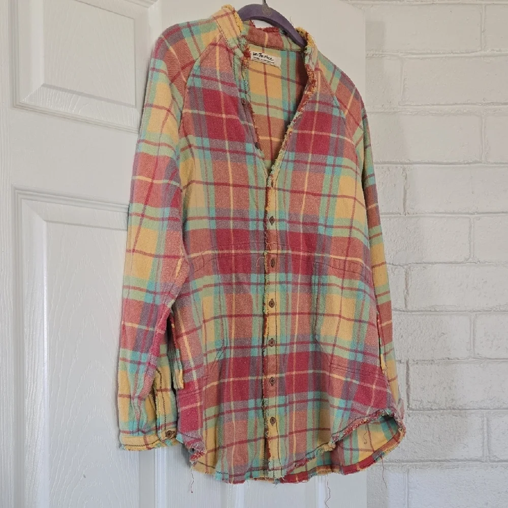 We The Free Summer Daydream Plaid Buttondown Oversized Size XS - Picture 3 of 6